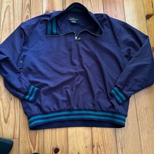 Vintage Duck Head Blue Windbreaker with Stand-Up Collar and Ribbed Cuffs